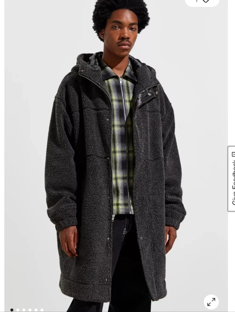 Urban Outfitters Gray Sherpa Coat With Attached Hood Pockets Fully Lines Size M